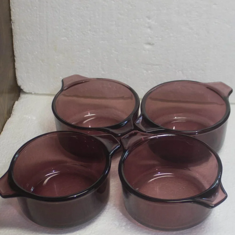 Vintage Pyrex Style Cranberry Small Casserole Dishes Set of 4 Made in Mexico